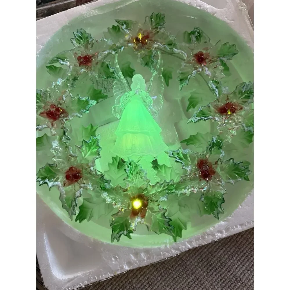 Vintage Luminous Angel Acrylic Wreath Battery Operated 11” Lights Tested Works